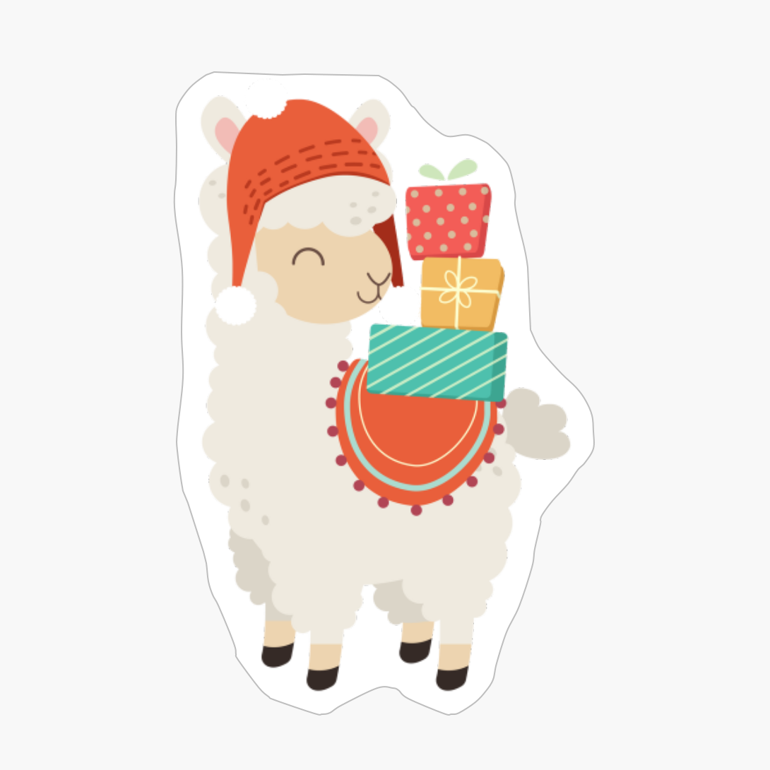 Cute Alpaca Christmas With Gifts - A Funny Christmas Gift For A Llama Lover Or Alpaca Lover!