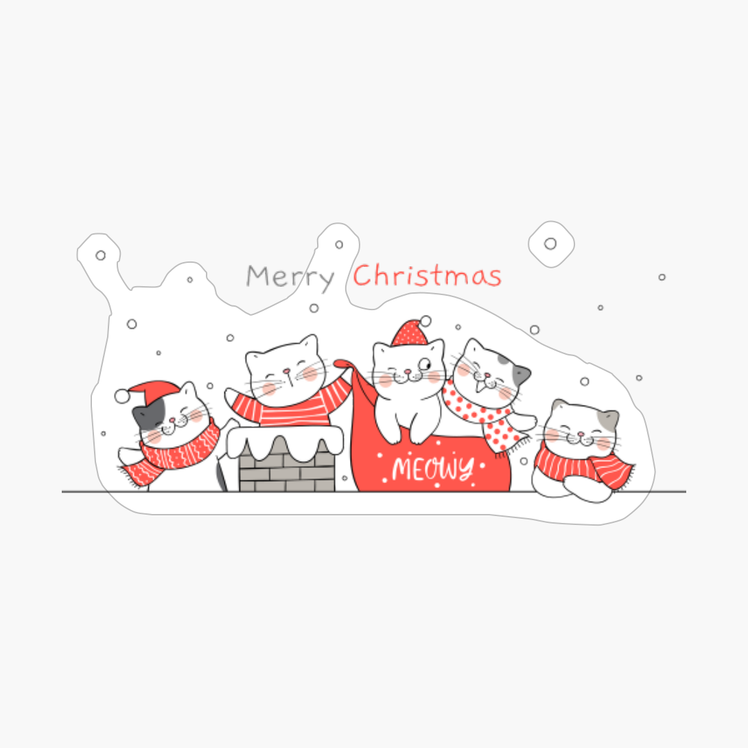 Cute Cats Celebrating Christmas Together - A Funny Xmas Gift For A Cat Lover