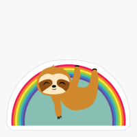 Sloth On Rainbow, Cute Baby Sloths Hanging On Rainbow