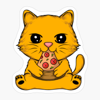 Kawaii Cat Eating Pizza