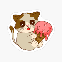 Kawaii Cat Eating Ice Cream