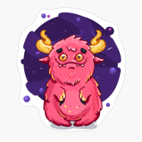 Cute Burly Friendly Pink Monster