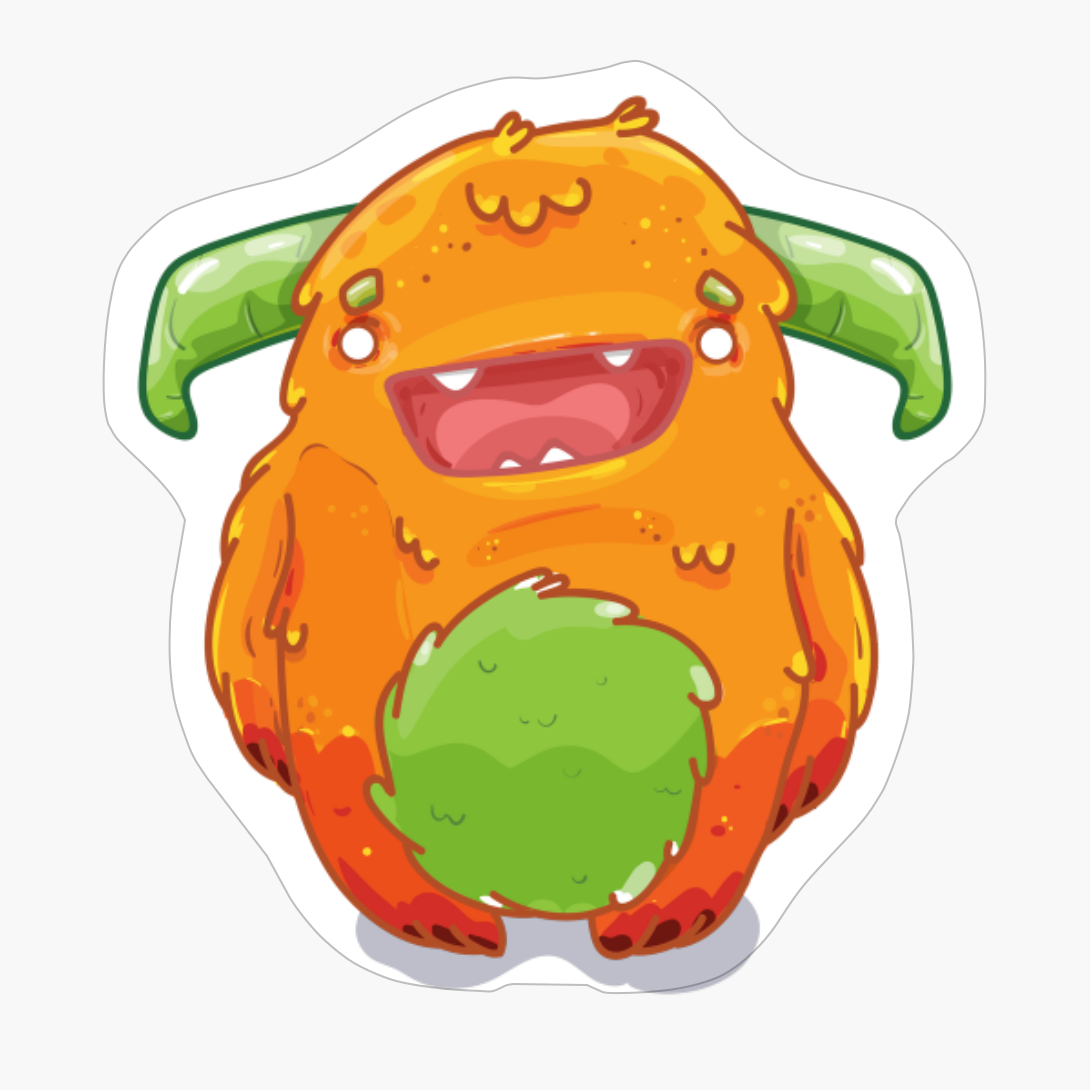 Cute Burly Friendly Orange Monster