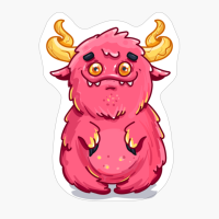 Cute Burly Friendly Pink Monster