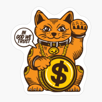 Lucky Fortune Cat American Dollar Coin Character Design