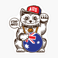 Lucky Fortune Cat Australian Flag Character Design