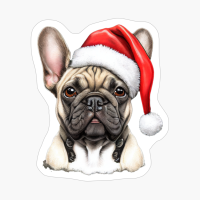 Frenchie With Santa Hat