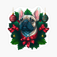 Frenchie In Christmas Wreath