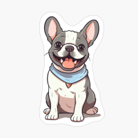 Cartoon Of A Cute French Bulldog Sitting And Smiling