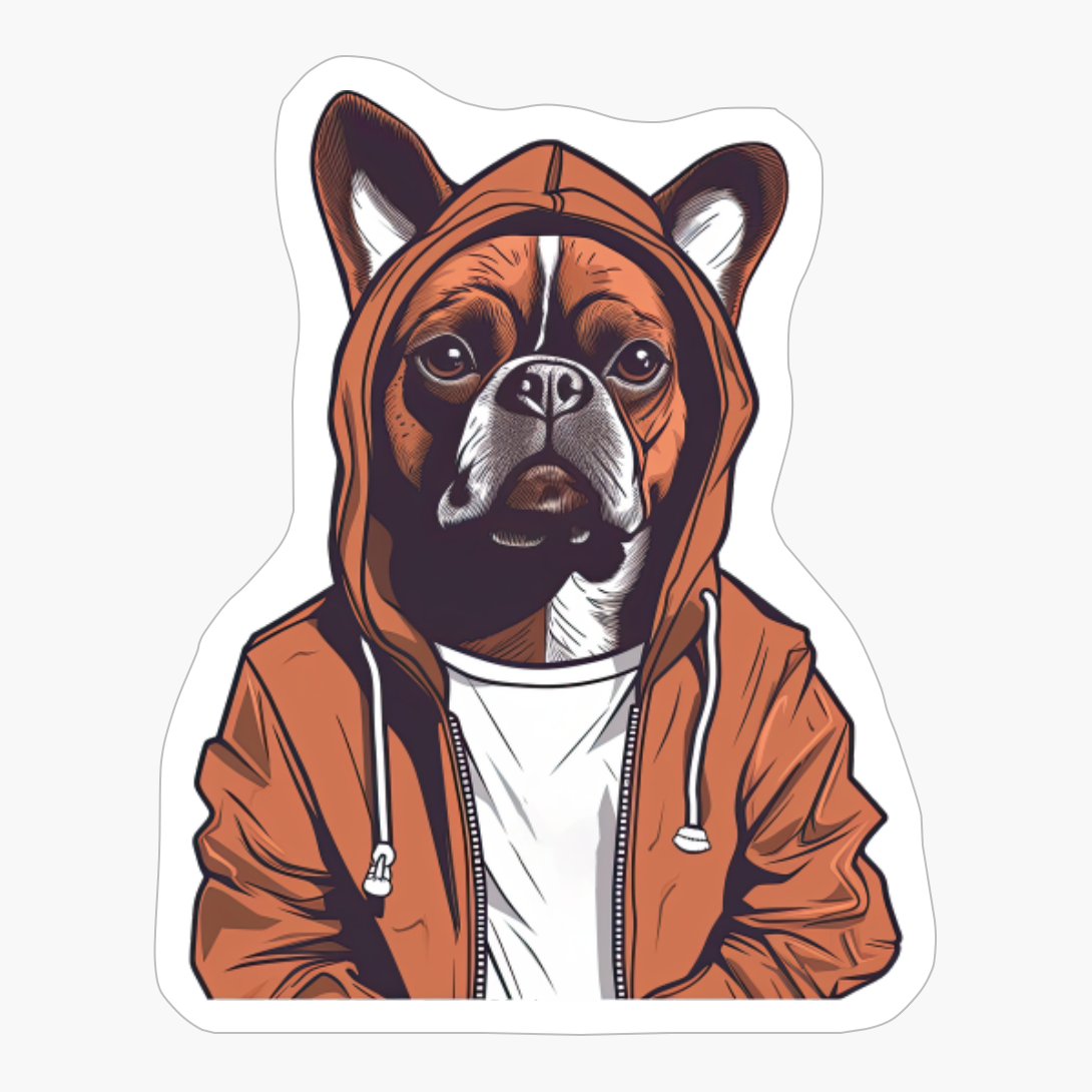 Cool French Bulldog With Brown Hoodie