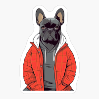 Cool French Bulldog In Red Jacket