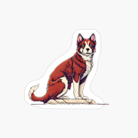 Adult Dog Brown And White, Sitting Down, Drawing Style, Dog Lovers