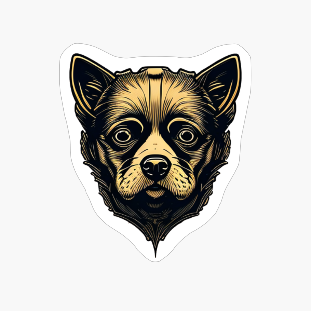 Adult Dog Head Portrait, Yellowish And Dark