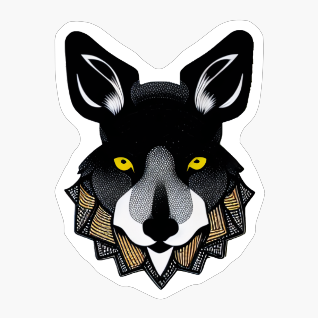Abstract Wolf In Tatoo Tribal Style, Wild Wolf Head