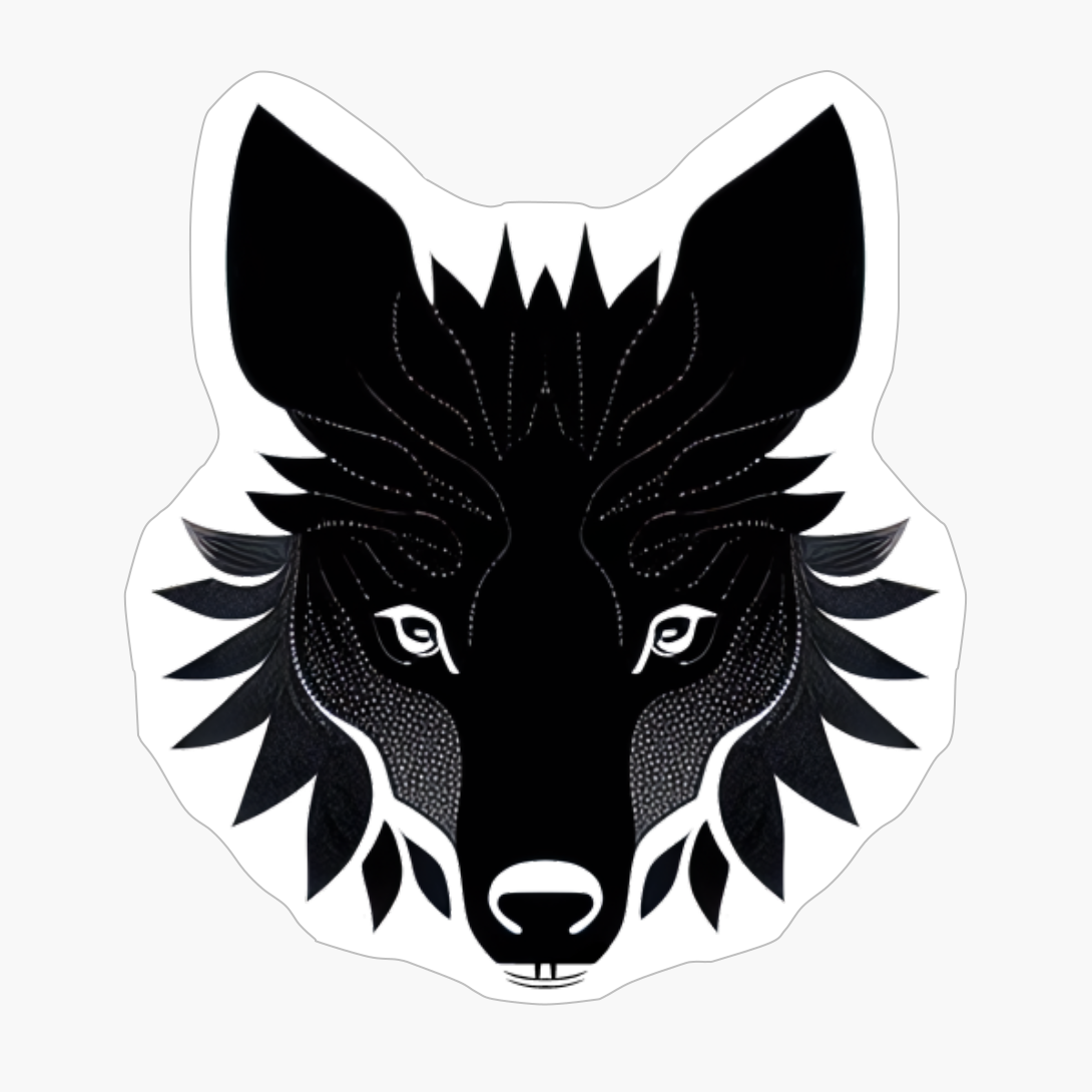 Abstract Wolf In Tatoo Tribal Style, Wild Wolf Head