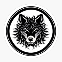 Wolf Head In Tattoo Tribal Style, Wild Wolf Head In A Circle