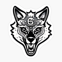 Wolf Head In Tattoo Tribal Style, Wild Wolf Head In One Color, Black