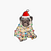 Funny Christmas Tree Light Bulb Pug Dog