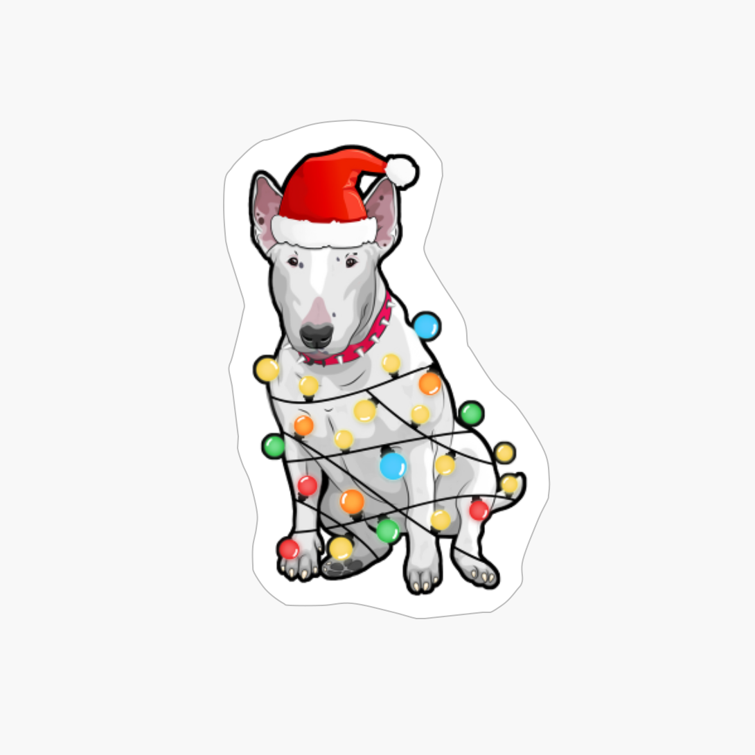 Funny Christmas Tree Light Bulb Bull Terrier Dog