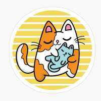 Cat Kitten Cradle Against Yellow Moon