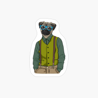 Funny Hipster Pug With Glasses Cute Dog And Pug Lover Gift