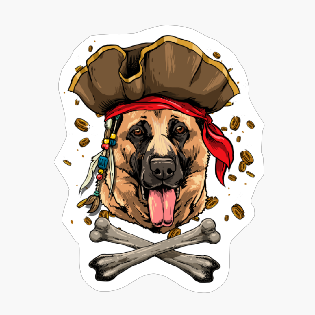 German Shepherd Pirate Dog Halloween Jolly Roger Gift