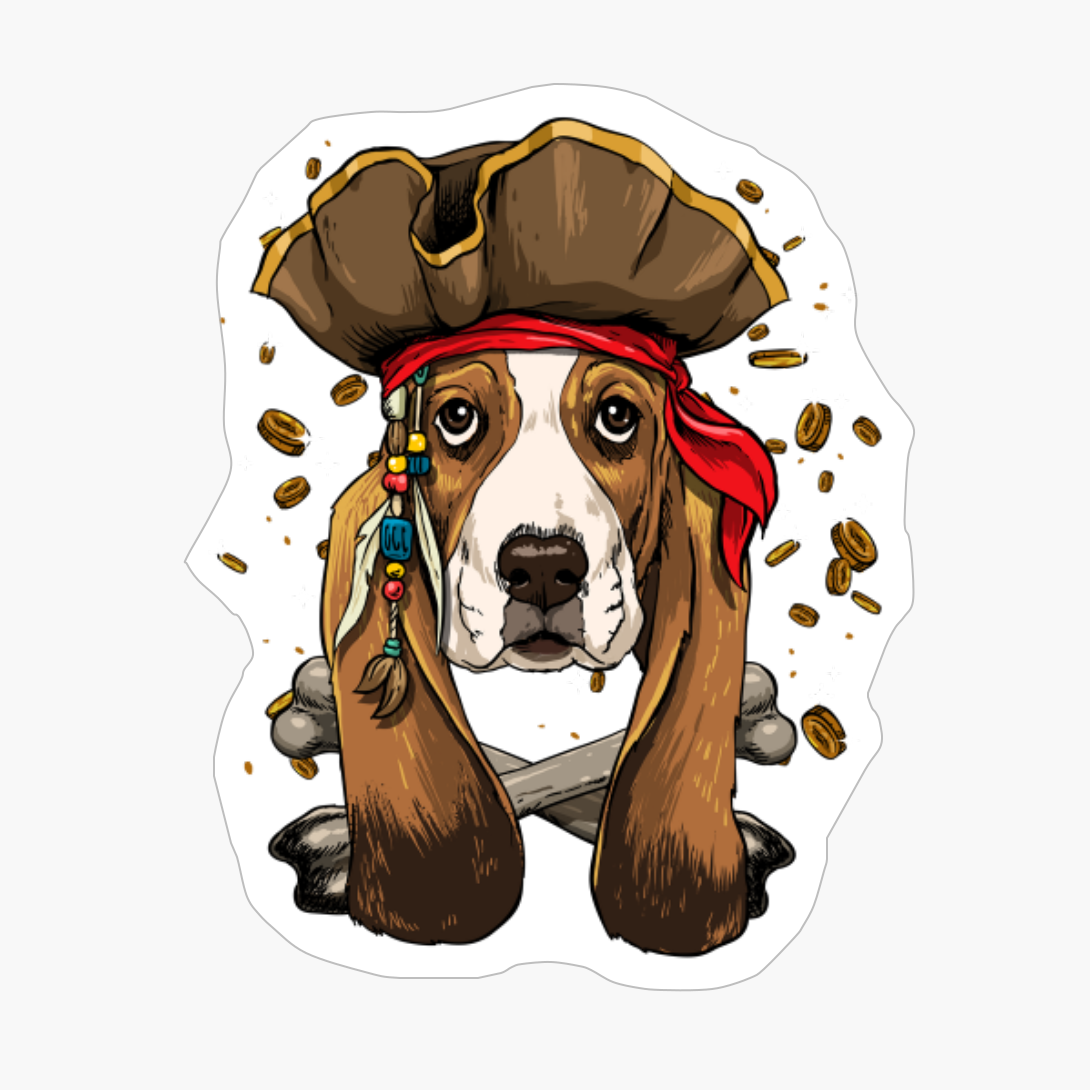 Basset Hound Pirate Dog Halloween Jolly Roger Gift