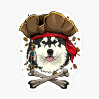 Alaskan Malamute Pirate Dog Halloween Jolly Roger Gift