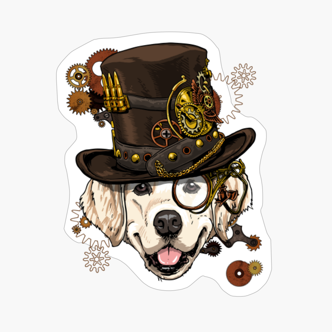 Steampunk Golden Retriever Dog Shirt Steampunk Lovers Gift