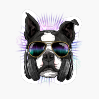 Music Boston Terrier DJ With Headphones