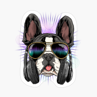 Music French Bulldog DJ With Headphones