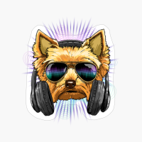 Music Yorkshire Terrier DJ With Headphones Musical Dog Lover