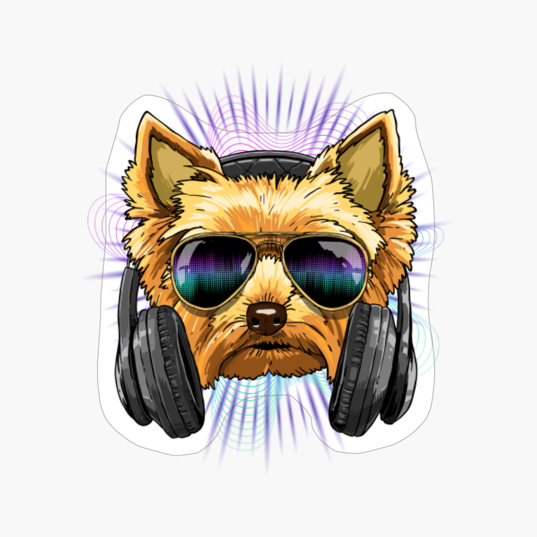 Music Yorkshire Terrier DJ With Headphones Musical Dog Lover