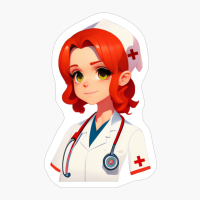 Cute Nurse In Cartoon Style, Smiling