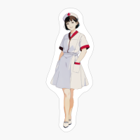 Nurse In Drawing Style, Smiling, With Hands In Pocket, Vintage Look