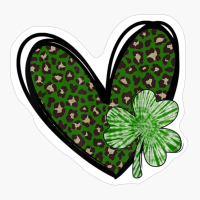 Green Shamrock Heart Irish Clover