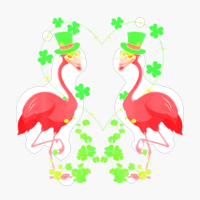 St Patrick's Day Flamingo Shamrock Heart