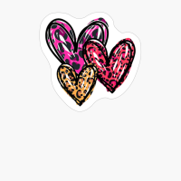 Colorful Three Cheetah Leopard Print Heart Valentines Day