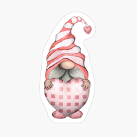 Gnome With Plaid Heart Cute Valentine