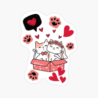 Cute Cats Couple. Pink Version.