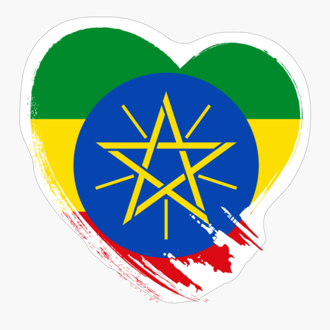 Ethiopia Ethiopian Heart Love Flag