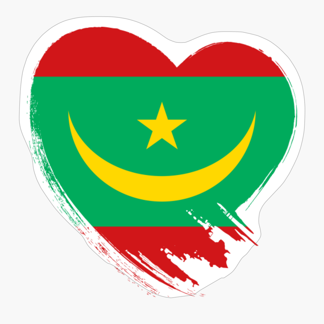 Mauritania Mauretanian Heart Love Flag
