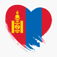 Mongolia Mongolian Heart Love Flag