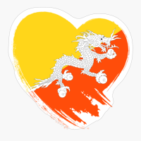 Bhutan Bhutanese Heart Love Flag