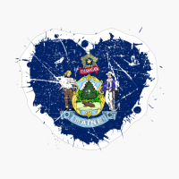 Maine Mainer Heart Love Flag Pride Heritage Roots