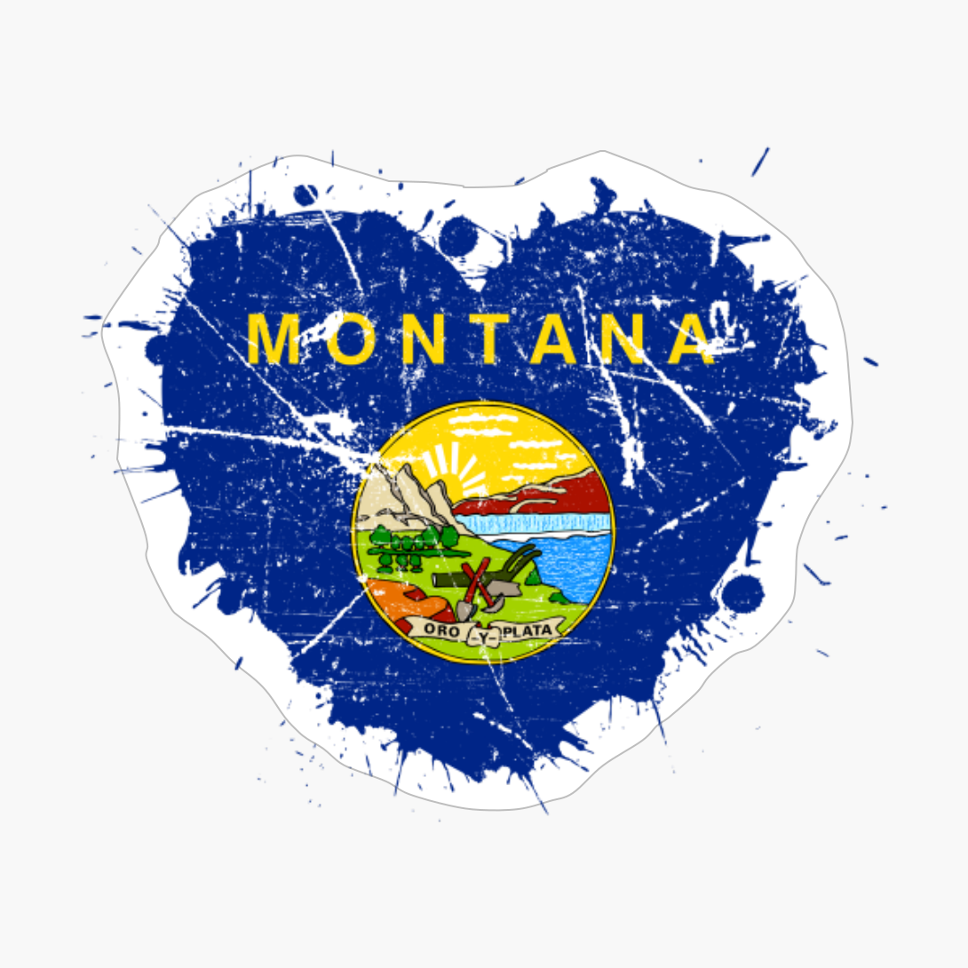Montana Montanan Heart Love Flag Pride Heritage Roots