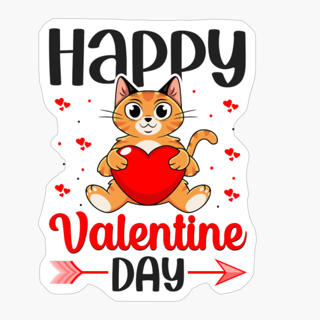 Happy Valentine Day Cat Heart