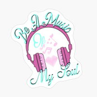 Be A Music Of My Soul. Pink Headphones. Black Version.