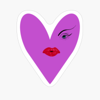Red Lips Eyebrow Lashes Purple Heart Face