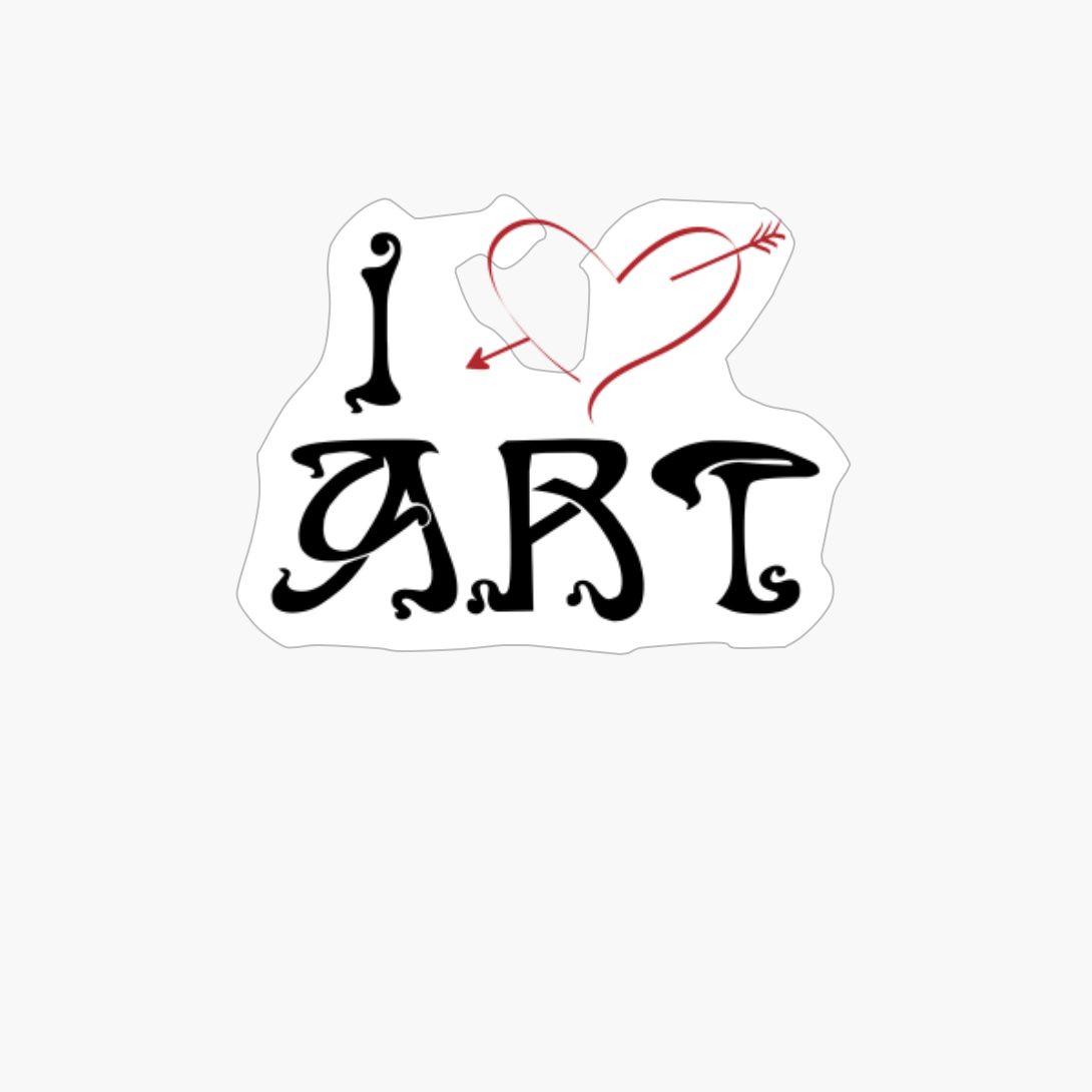 I Love Art With Red Heart And Arrow